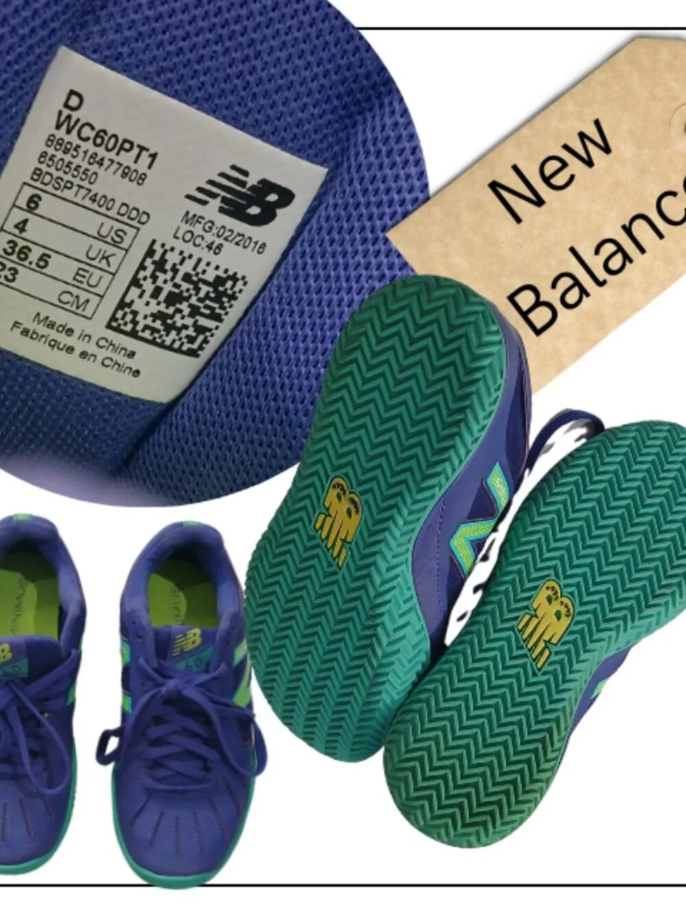 New Balance Kids Purple and Green Athletic Sneakers